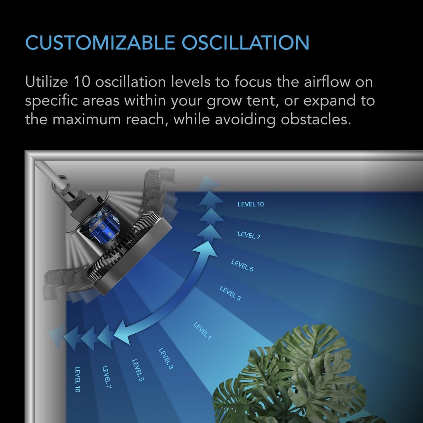 AC Infinity CLOUDRAY S9 2-Pack, Grow Tent Clip Fan 9” with Redesigned Long-Life EC Motor, Custom 10 Dynamic Wind Speeds and 10-Level Oscillation, for Hydroponics Circulation Cooling, 2-Count