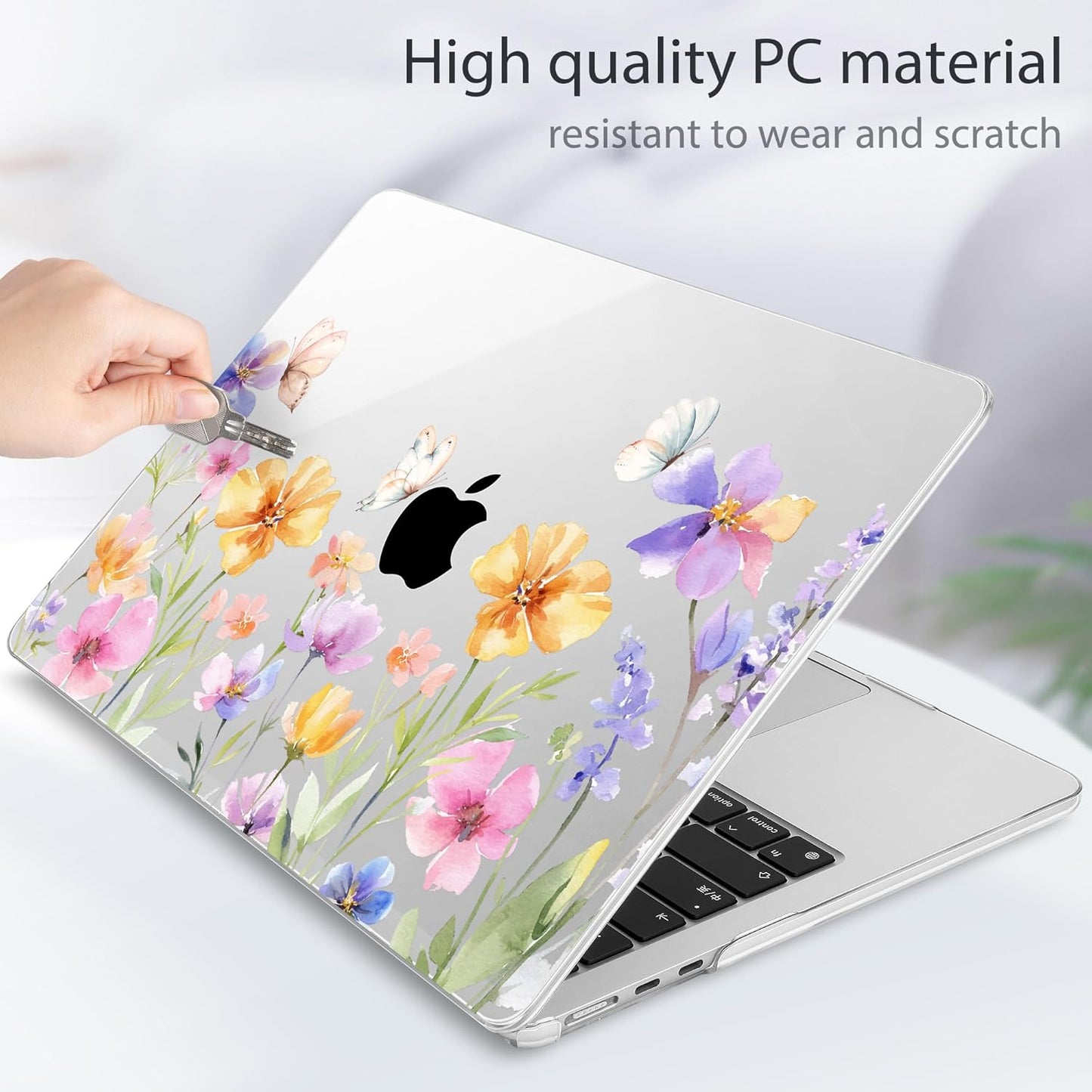 May Chen for MacBook Air 13.6 inch Case A3240 M4 A3113 M3 A2681 M2 with Retina Dispaly, 2025 2024 2023 2022 Release, Plastic Hard Shell Case with Screen Protector & Keyboard Cover, Flower & Butterfly
