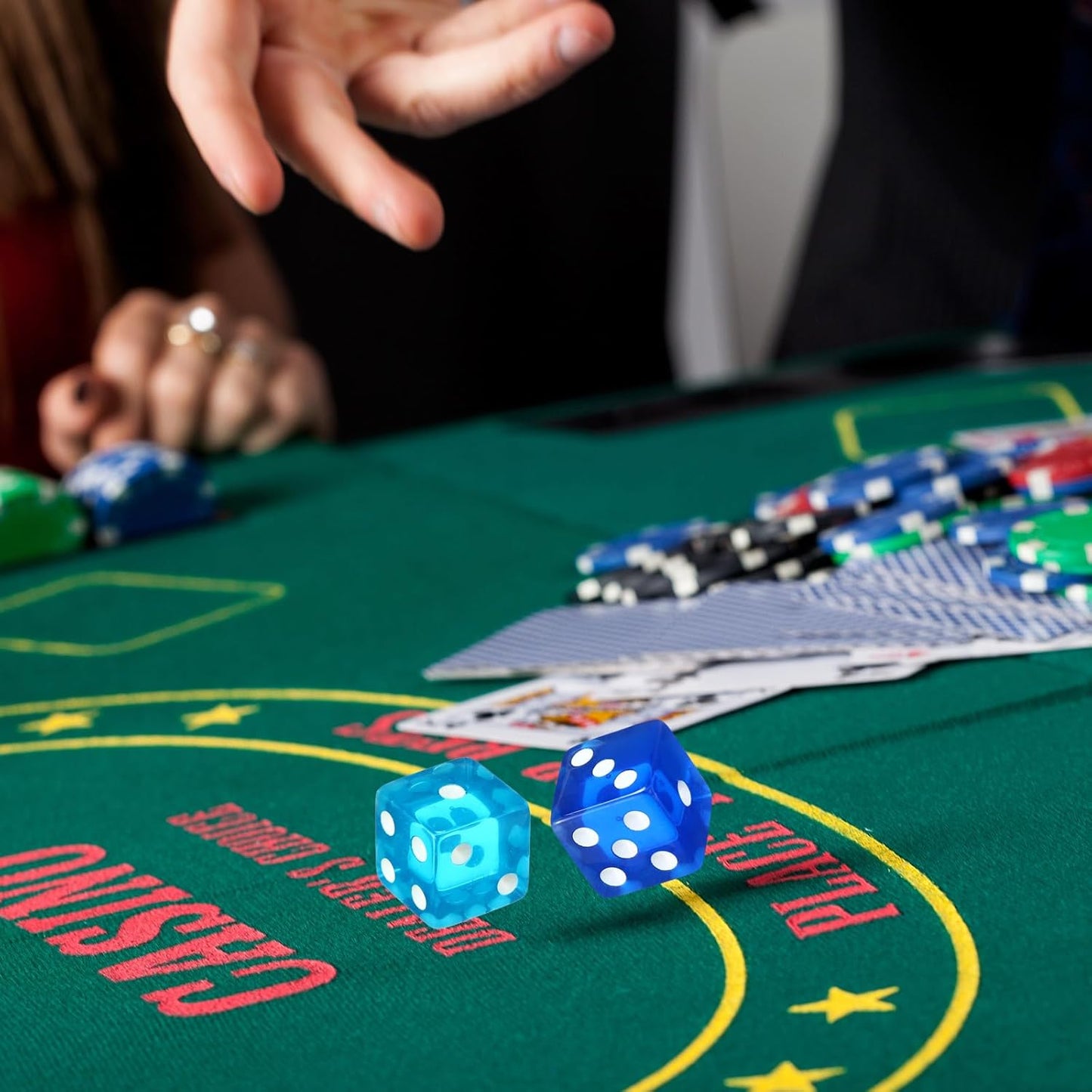 36 Piece 19 mm Casino Style Craps Dice Sets Acrylic and Translucent D6 Dice, Square W/Rounded Edge for Casino, Craps, Table Games and Board Games (Classic Color)