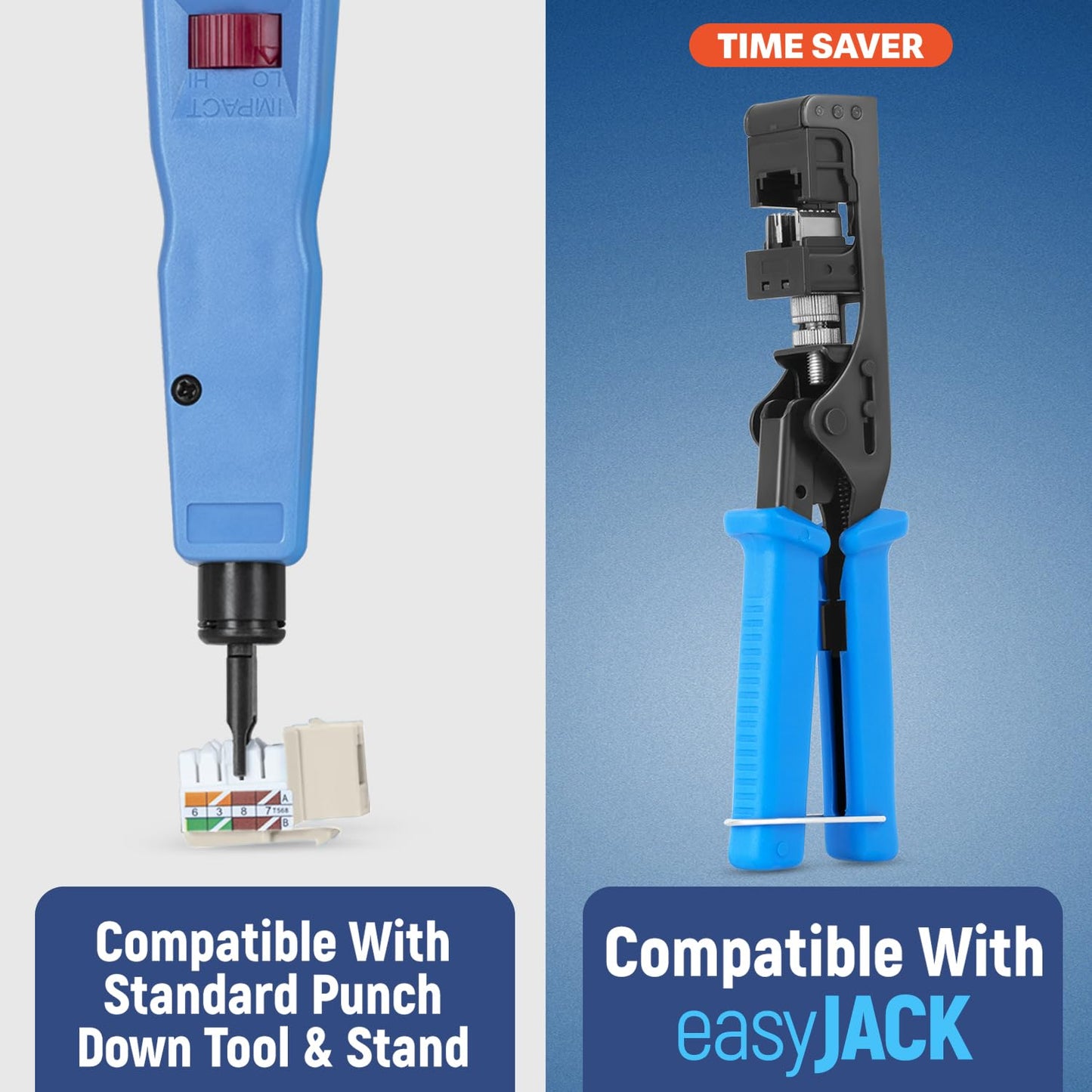 Everest 90° Angled RJ45 Cat6 Keystone Jacks 20-Pack in Light Almond - Slim Profile Female RJ45 Connectors - Cat 6 Keystone Jack - Compatible with 90° Angled Speed Termination Tool - easyJACK