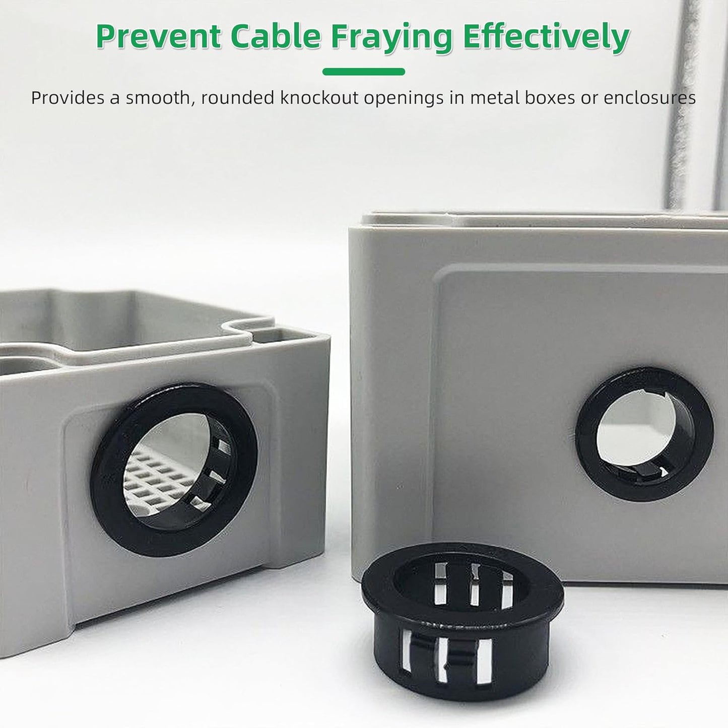 1-3/16"(30mm) Black Snap-in Knockout Insulating Bushing Grommets, Plastic Cable Hole Grommets for Wiring, Round Nylon Snap in Locking Electrical Wire Cord Hose Tubing Bushings Grommets, 15pcs