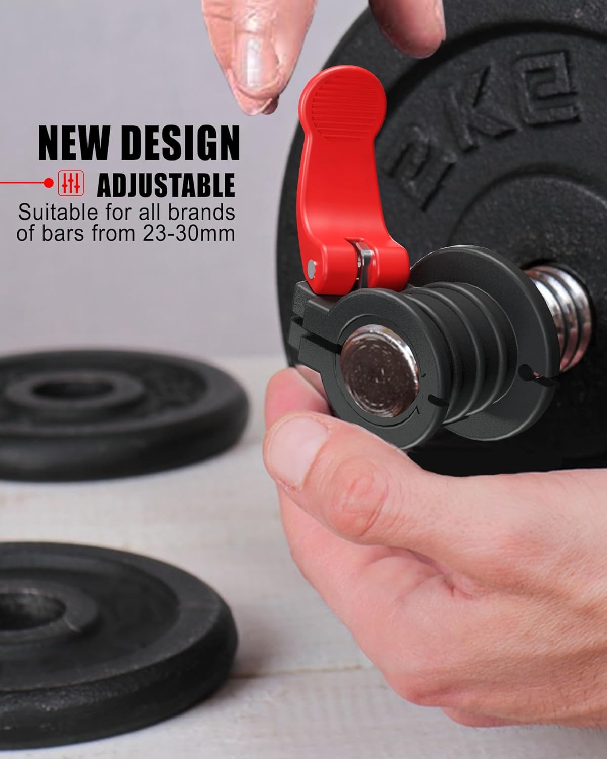 Barbell Clips 1 Inch Quick Release Weight Clamps 0.9-1.18inch Multi-Size Adjustable Olympic Clamps for Bars