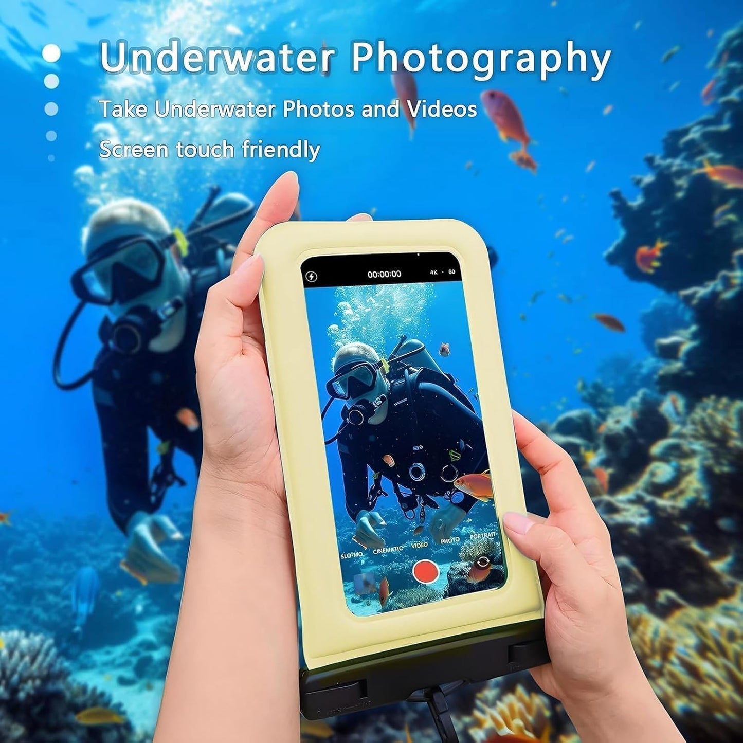 Floatable Soap Bubble Waterproof Phone Pouch/Case with Crossbody Lanyard for iPhone 16 Pro Max/15 Pro/14/13/12, IP68 Cellphone Dry Bag Beach Cruise Ship Essentials, 1 Pack-Creamy-7″