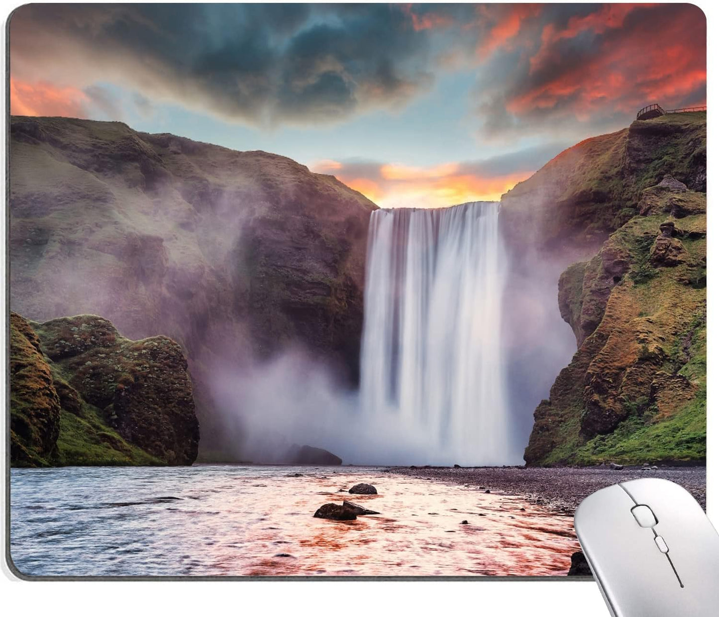 Hokafenle Mouse Pad, Waterfall Mouse Pad, Falls Mouse Pads for Desk, Office Non-Slip Rubber Base Square Wireless Mousepad for Laptop