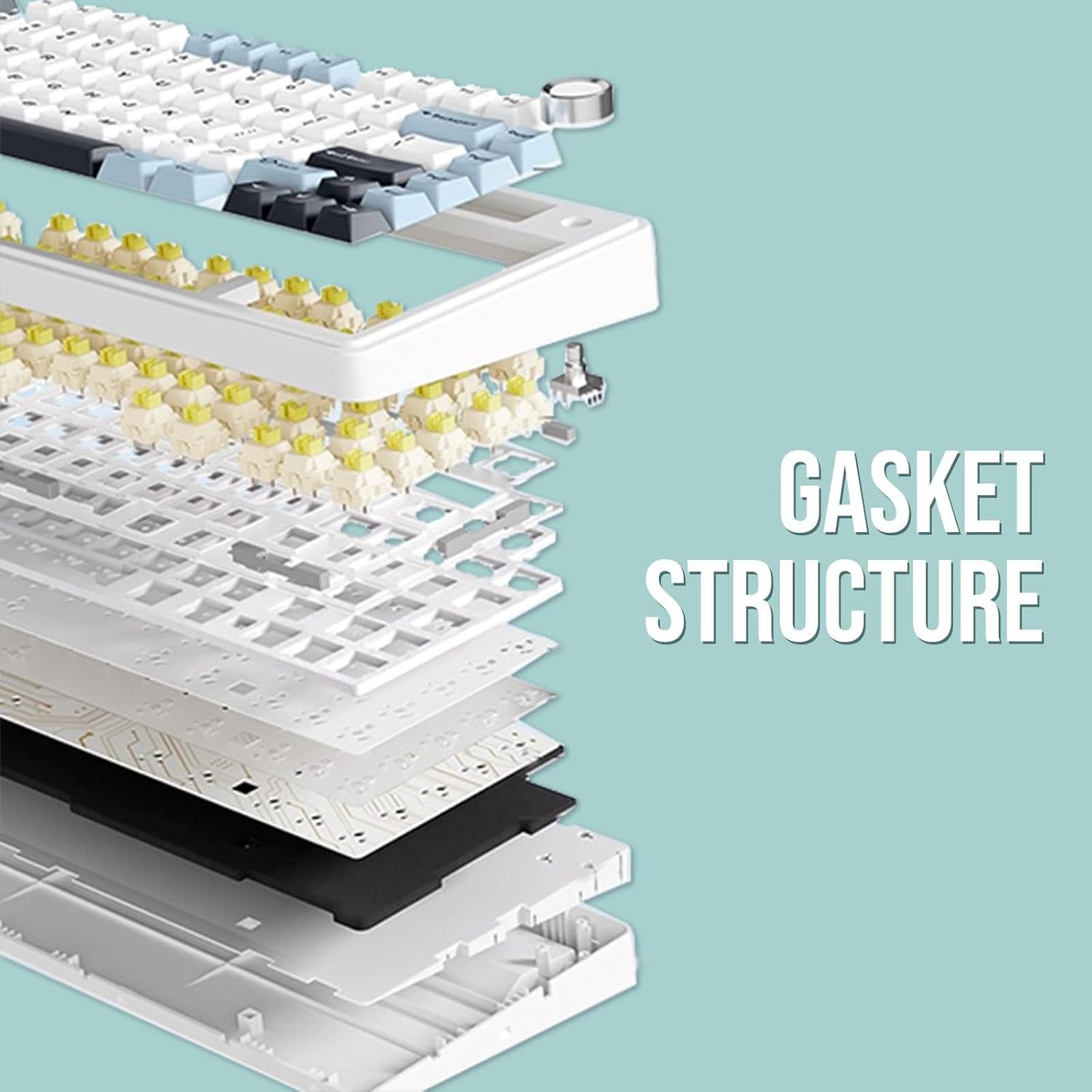 EPOMAKER x Aula F75 Gasket Mechanical Keyboard, 75% Wireless Hot Swappable Gaming Keyboard with Five-Layer Padding&Knob, Bluetooth/2.4GHz/USB-C, RGB (Green, LEOBOG Reaper Switch)