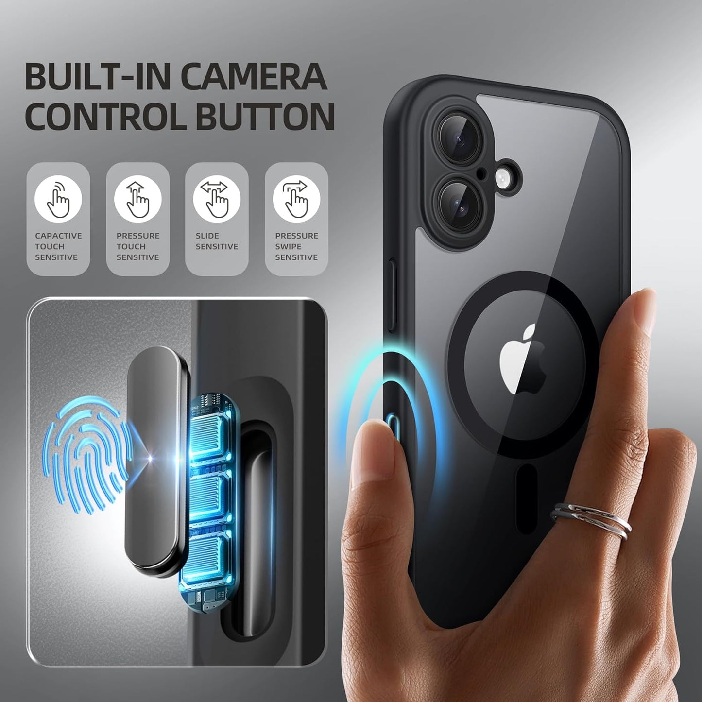 BERFY Magnetic for iPhone 16 Plus Case, Compatible with MagSafe, Built-in Privacy Screen Protector and Upgraded Camera Protection, Anti-Spy Full Body Shockproof Phone Case for 16 Plus 6.7", Black