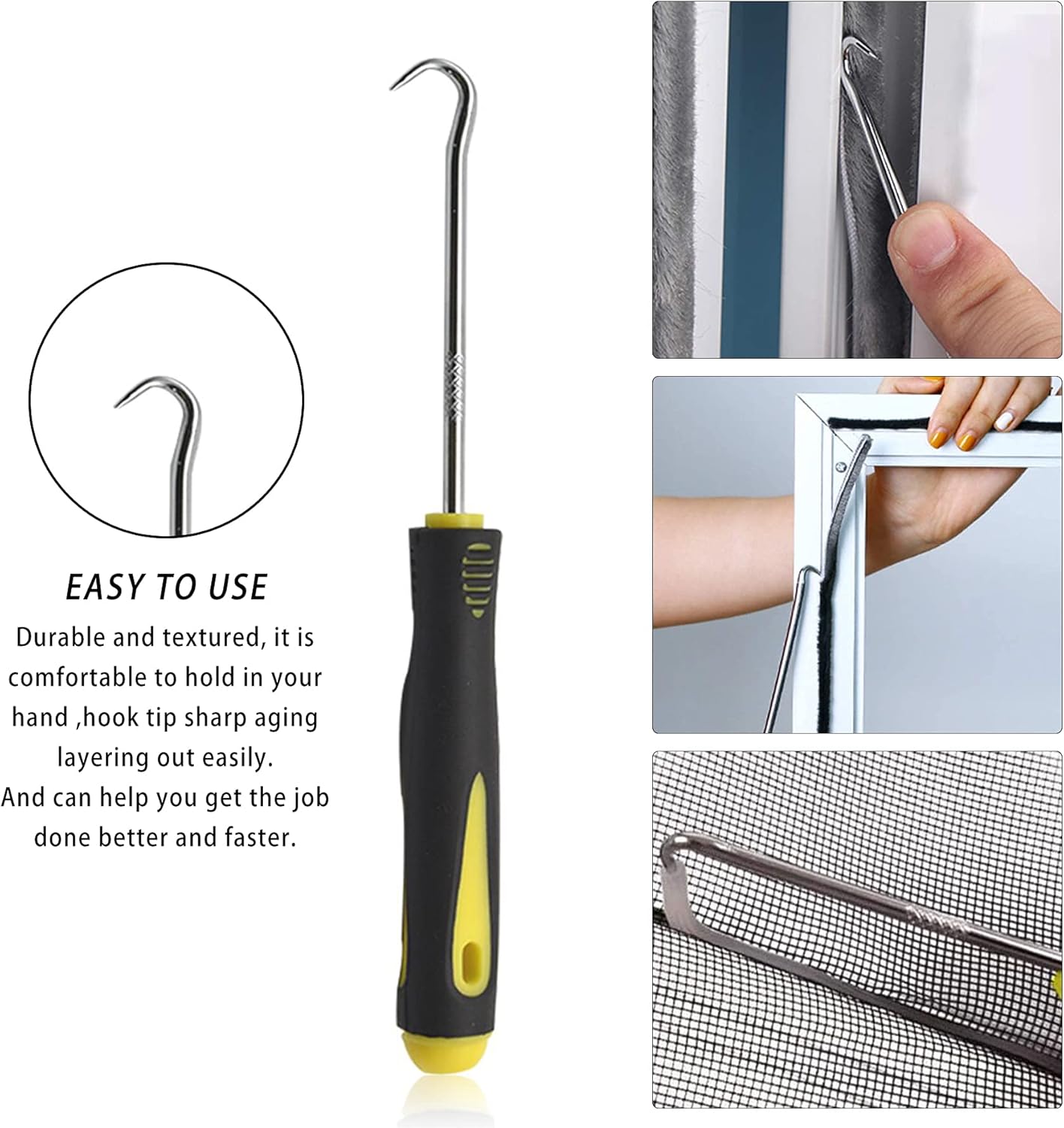 BAYTORY 3Pcs Screen Tool, Window Screen Spline Roller Tool with Wooden Handle and Steel/Nylon Bearing Wheels, Mesh Screen Door Repair Kit Easy to Use