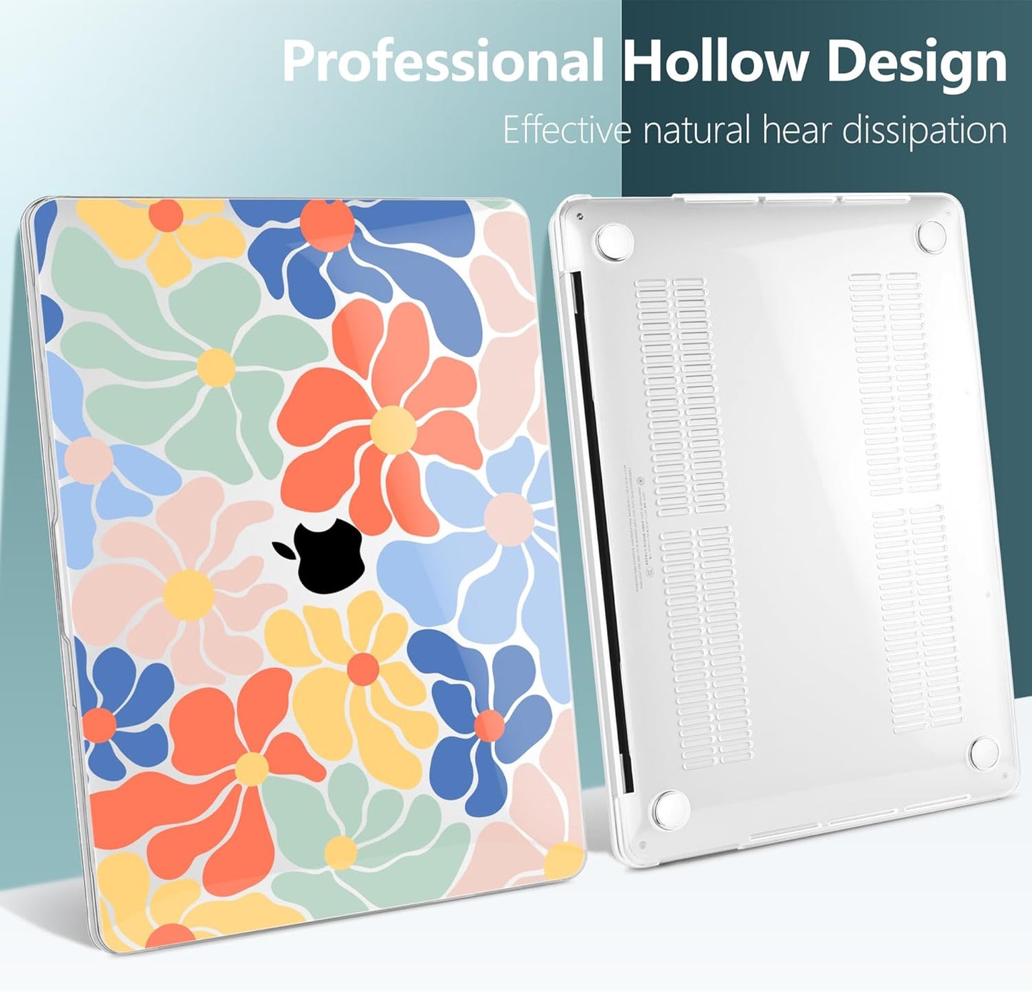 TWOLSKOO Compatible with MacBook Pro 13 inch Case 2023-2016 A2338 M2/M1 A2251 A2289 A2159 A1989 A1706, Plastic Hard Shell Cover & Keyboard Skin & Screen Protector, Chamomile Blue