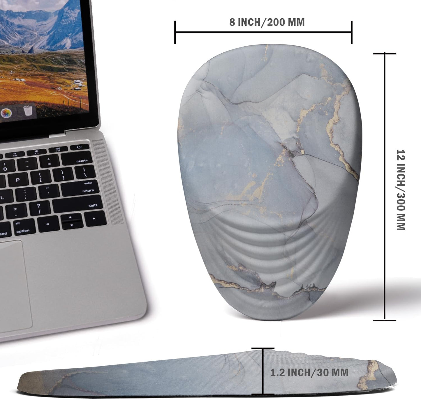 Ergonomic Mouse Pad with Wrist Rest Support,Mousepad Relief Carpal Tunnel Pain, Entire Memory Foam Mouse Pad with Non-Slip PU Base, Wireless Mouse Pad, Cloud Marble