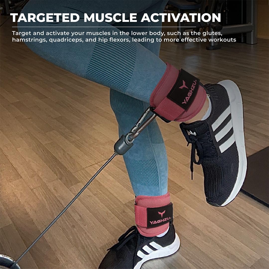 Ankle Straps for Cable Machines Women - Adjustable Gym Ankle Strap for Cable Machine, Neoprene Padded Cable Straps, Durable Leg Strap with Cable Cuff, Glute Kickback Ankle Strap with D Rings