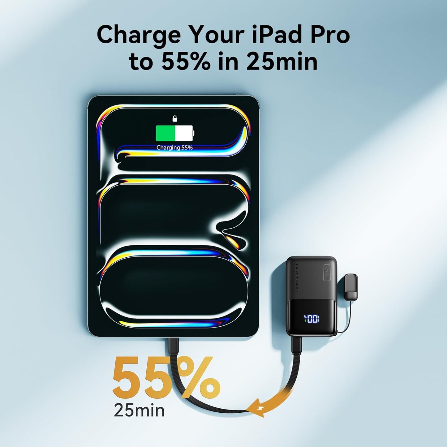 INIU Pocket Size Portable Charger, Ultra Small 10000mAh 45W PD Power Bank, USB C in&Out Fast Charging Battery Pack, Travel Essentials Powerbank for iPhone 16/15 Pro Max, iPad Air, Samsung S22 S27 etc