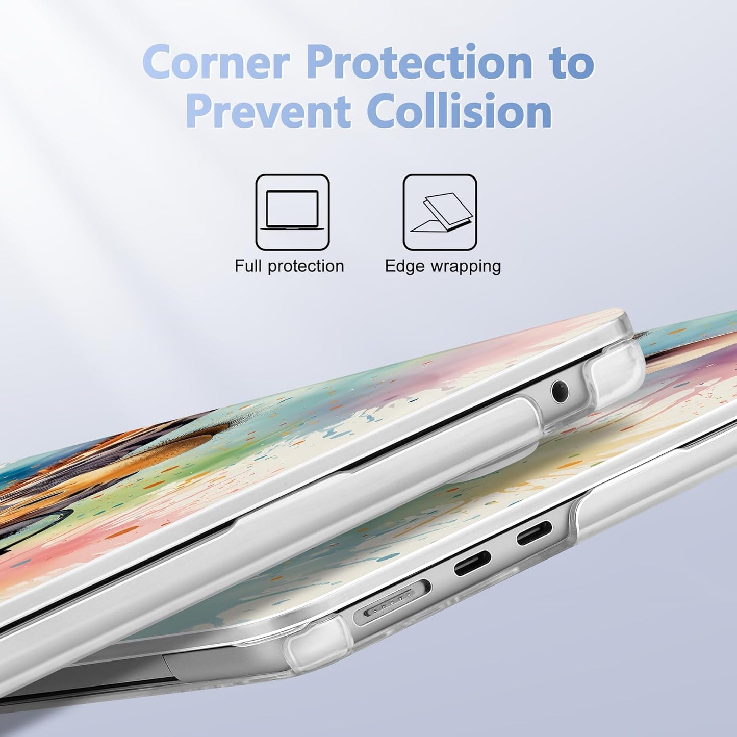 Case for MacBook Air 15 Inch 2025 2024 2023 Release M4 A3241 M3 A3114 M2 A2941, Hard Shell with Screen Protector & Keyboard Cover, Compatible with Touch ID, Glasses Giraffe