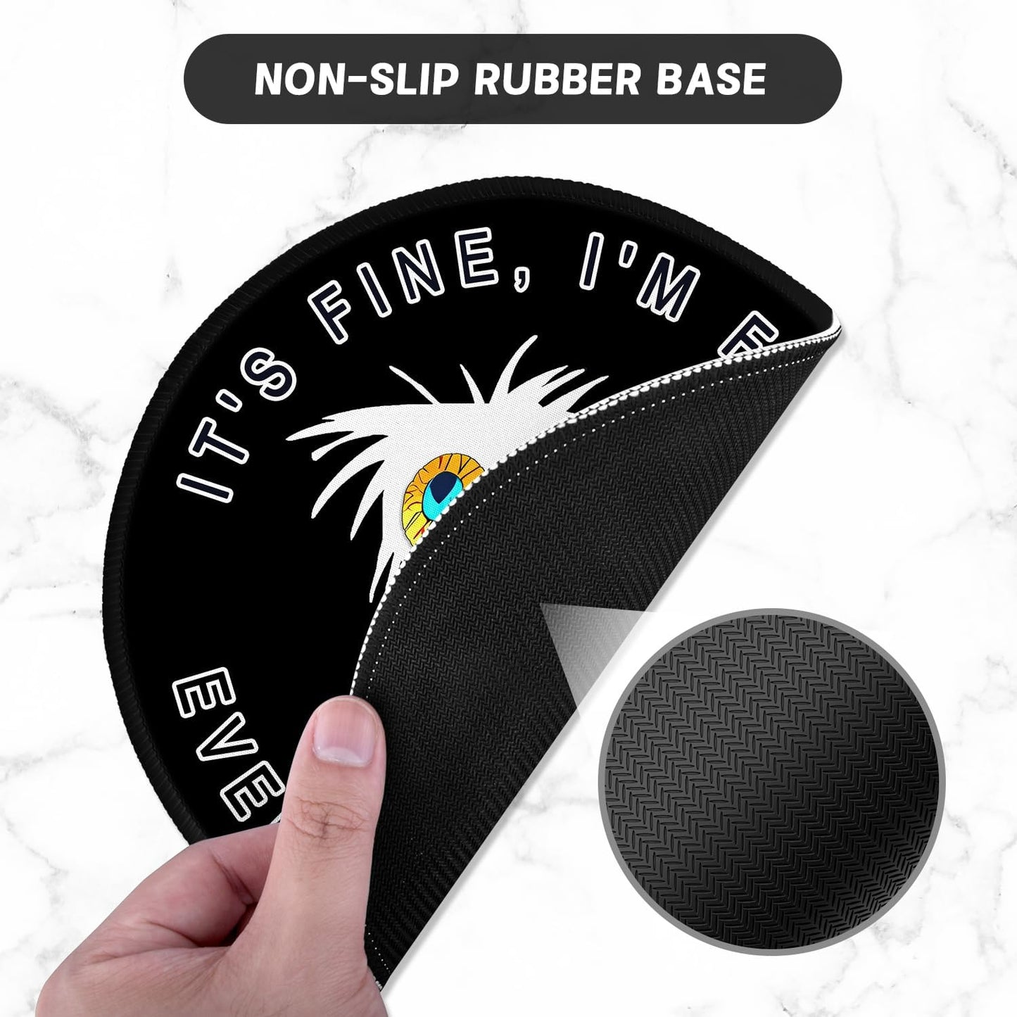 ITNRSIIET Round Mouse Pad with Stitched Edge Premium-Textured Waterproof Non-Slip Rubber Base Desktop Protection Mat Diameter 8.7 inches, Funny Cat