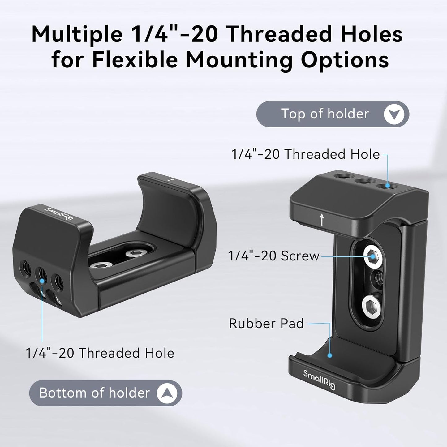 SmallRig Aluminum Power Bank Holder, Powerbank Mount Clamp Compatible with Width Range: 53 mm–84 mm (2.1–3.3 inches) and Thickness Range: 0 mm–18 mm (0–0.7 inch) Power Banks - BUB2336