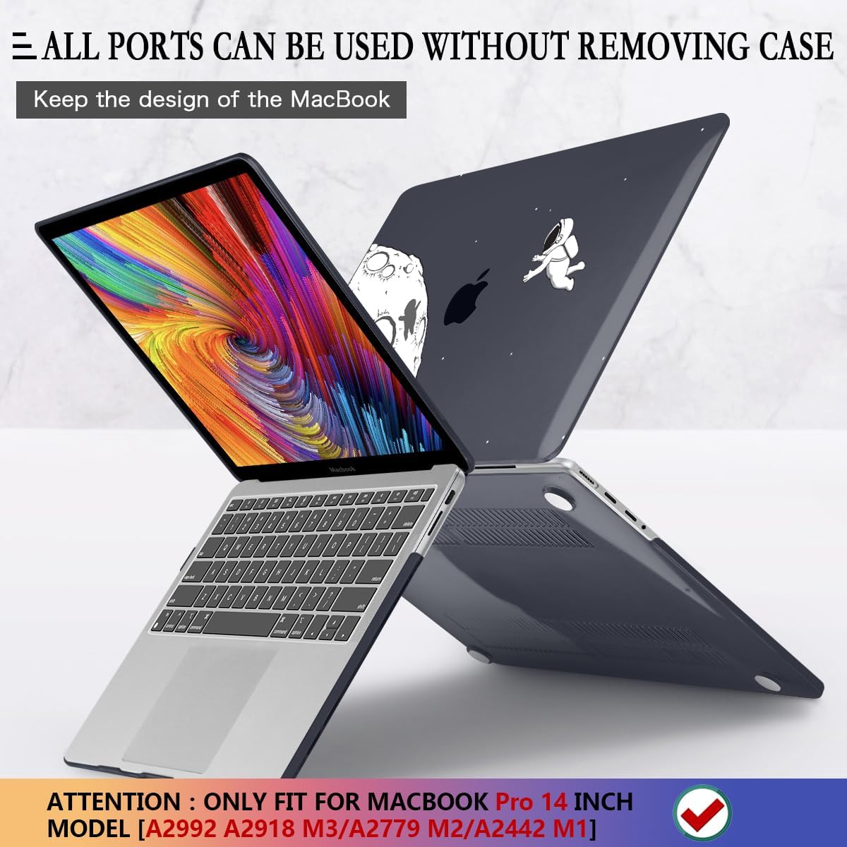 CISSOOK Case for MacBook Pro 14 Inch M4 M3 M2 M1 Chip 2024 2023 2022 2021 Release Model A3112 A3185 A3401 A2992 A2918 A2779 A2442, Hard Shell Cover for MacBook Pro 14 with Touch ID - Astronaut