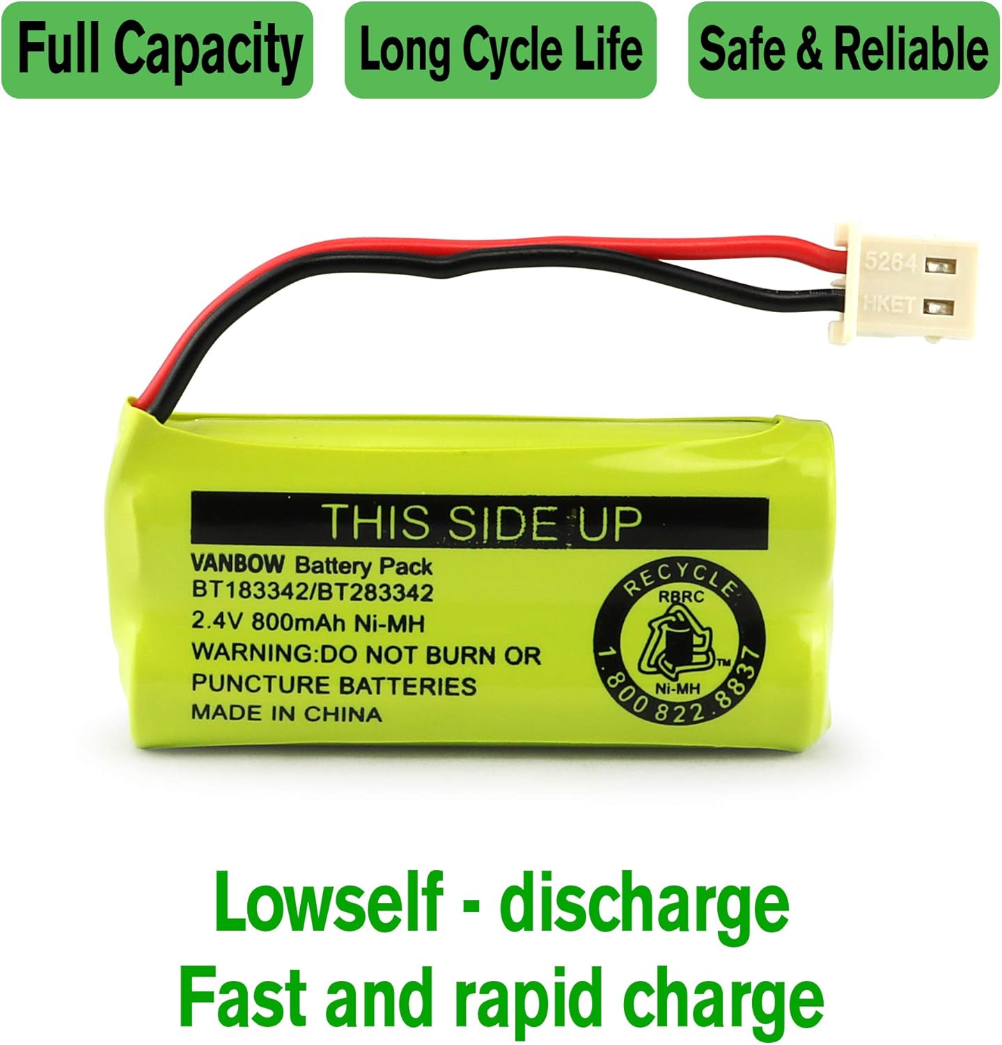 BT183342/BT283342 2.4V 800mAh Ni-MH Battery Compatible with AT&T VTech Cordless Phone Batteries BT166342/BT266342 BT162342/BT262342 CS6709 CS6609 CS6509 CS6409 EL52100 EL50003 (Pack 3)