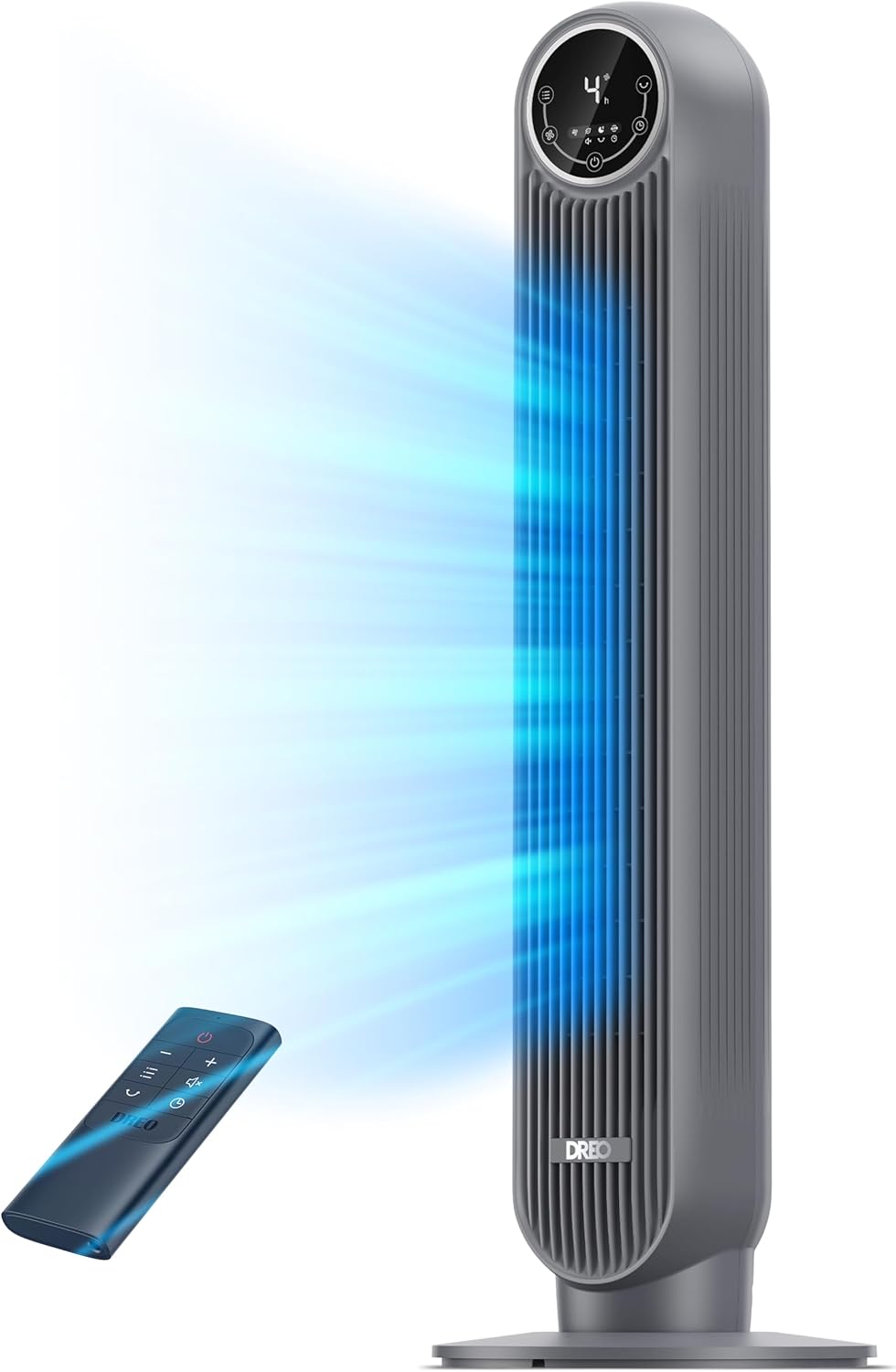 Dreo Tower Fan for Bedroom, 25ft/s Velocity Quiet Floor Fan, 90° Oscillating Fans for Indoors with 4 Speeds, 4 Modes, 8H Timer, Bladeless Fan, Standing Fans, Grey, Nomad One (DR-HTF007)