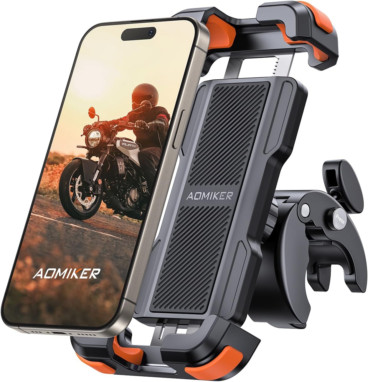 Bike Motorcycle Phone Holder Mount - [2025 Quick Release] Bike Phone Holder Handlebar Clamp, Bicycle Scooter Phone Clip for iPhone 15 14 13 12 11 Pro Max Plus Mini, 4.7-6.8" Smartphone