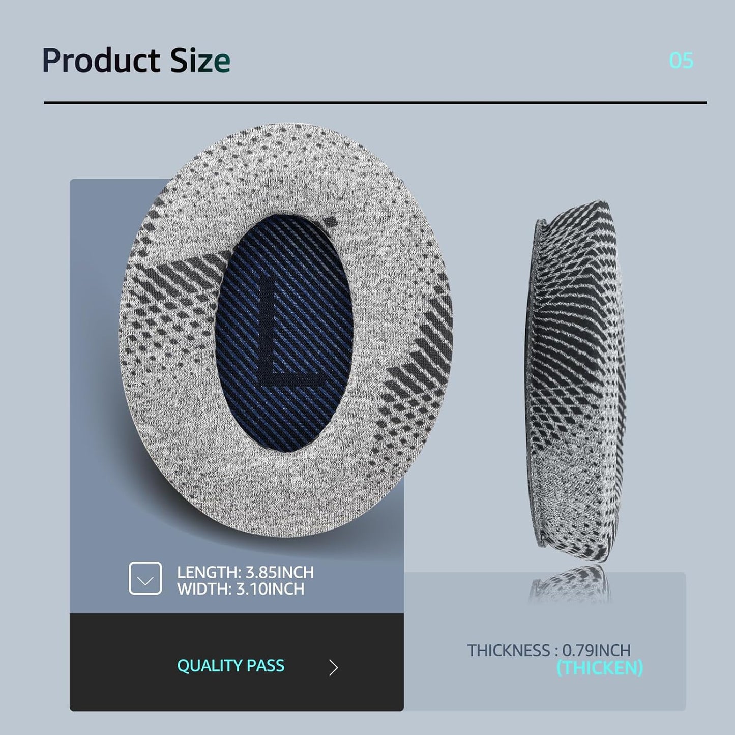 Cooling-Gel QuietComfort 35 / QC35 ii Replacement Ear Pads for Bose Headphones, Also Fit for Bose QC45 QC35 QC25 QC2 QC15/ Around-Ear 2 AE2i AE2w/ SoundTrue & SoundLink Series, Dark Blue