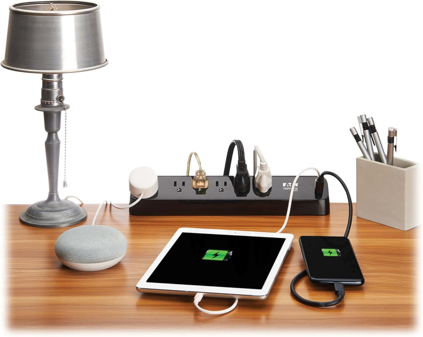 Eaton Tripp Lite series Desk Clamp Power Strip Surge Protector, 6-Outlets, 2x 30W USB-C Charging Ports, 900 Joules, 10ft Braided Flat Extension Cord, Lifetime Manufacturer's Warranty (TLP610U30CLAMPB)