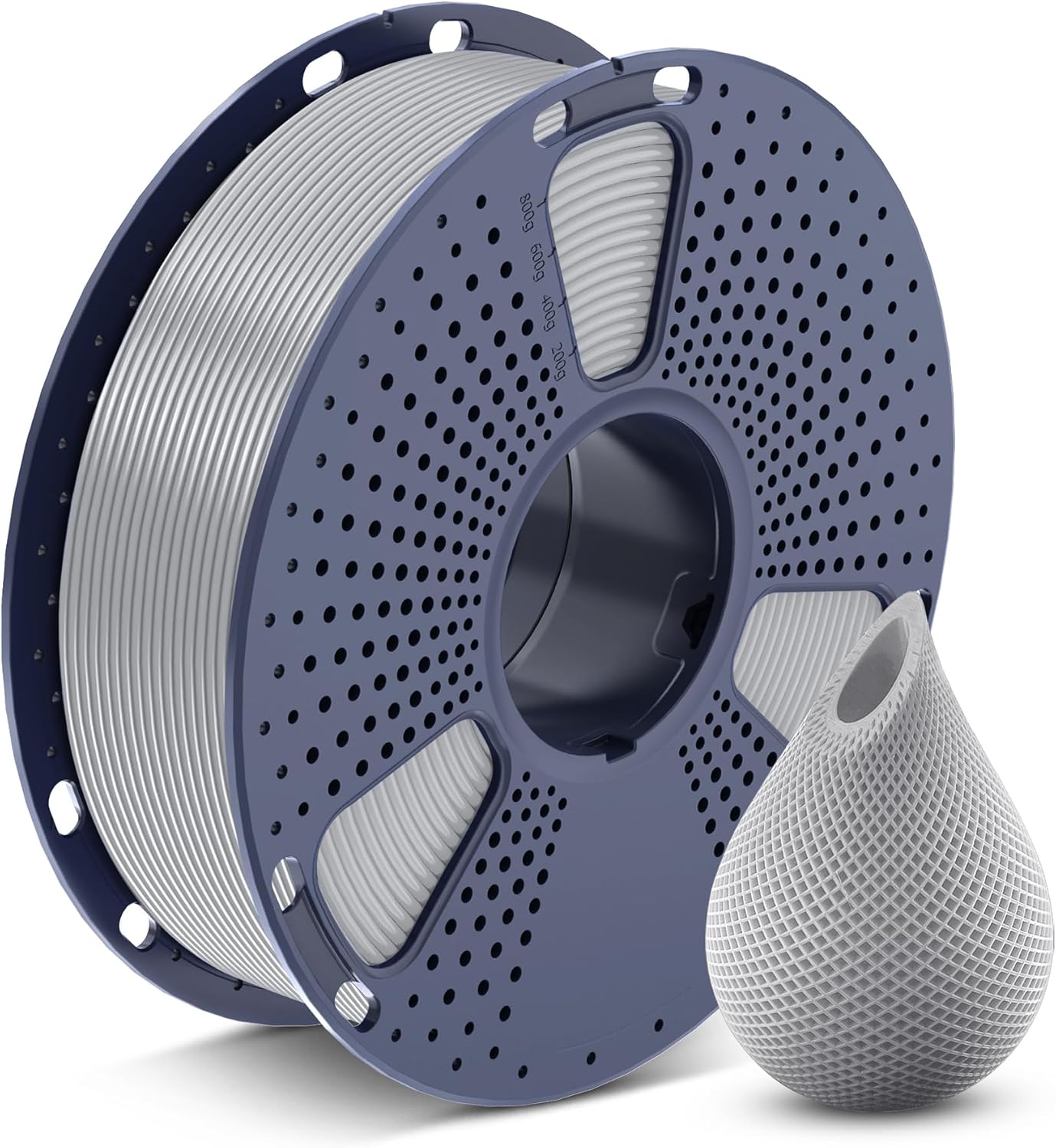 SUNLU 3D Printer Filament PETG Filament 1.75mm, Less Stringing Good Layer Adhesion High Toughness, PETG Filament 1.75 ±0.02mm, 1kg Spool(2.2lbs), Silver