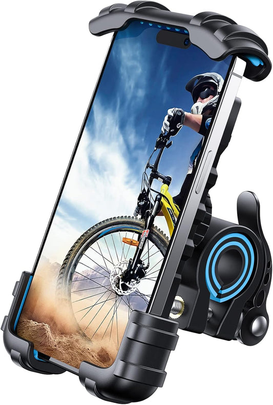 Lamicall Bike Phone Holder, Motorcycle Phone Mount - Motorcycle Handlebar Cell Phone Clamp, Scooter Phone Clip for iPhone 14 Plus/Pro Max, 13 Pro Max, S9, S10 and More 4.7" - 6.8" Smartphones, Blue