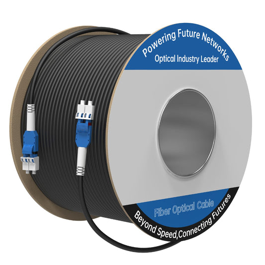 1000M/3281FT LC to LC Armored Outdoor Fiber Optic Cable, Single Mode Duplex 9/125μm SMF Fiber Patch Cord, OS1/OS2 Compatible, Black LSZH Jacket, Uniboot Jumper for FTTH, Data Center, Long-Distance Use