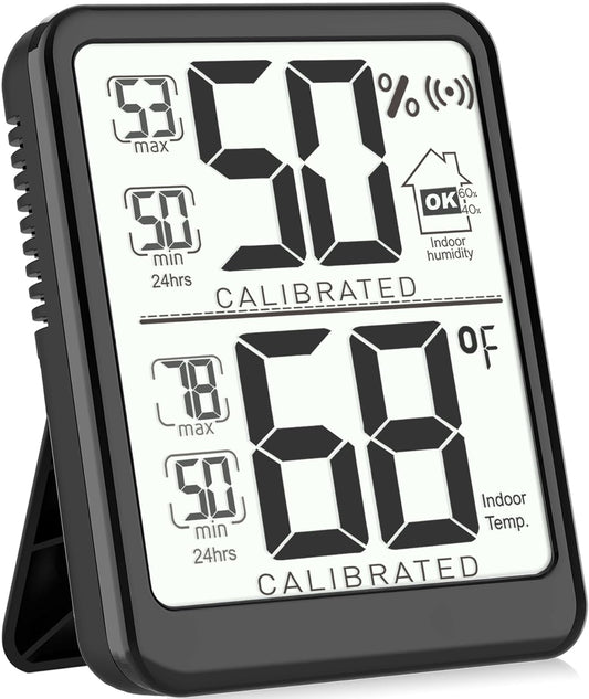 Antonki Room Thermometer, Digital Small Hygrometer Indoor Thermometer Humidity Gauge, Temperature Humidity Meter with Max/Min Record Monitor Sensor for Home, Plants - Battery Included