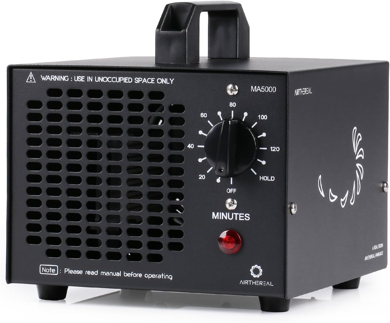 Airthereal MA5000 Commercial Ozone Generator, High Capacity Ozone Machine Odor Removal - Home Air Ionizers O3 Deodorizer for Rooms, Smoke, Cars and Pets, Eliminate Odors up to 2000sq.ft., Black