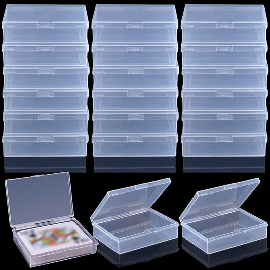 24 Pack Playing Card Case, Clear Playing Cards Deck Boxes, Empty Deck Cases, Plastic Storage Box Deck Holder with Snaps Closed for Gaming Business Card, 3.74 x 2.7 x 0.9 inch (NO Cards)