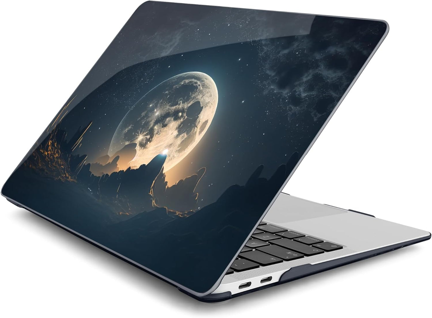 Batianda Case for M1 MacBook Air 13 Inch Model A2337 A2179 A1932 2021 2020 2019 Release,3D Painted Creative Series Design Hard Shell with Keyboard Cover & Screen Protector, Moon in Sky