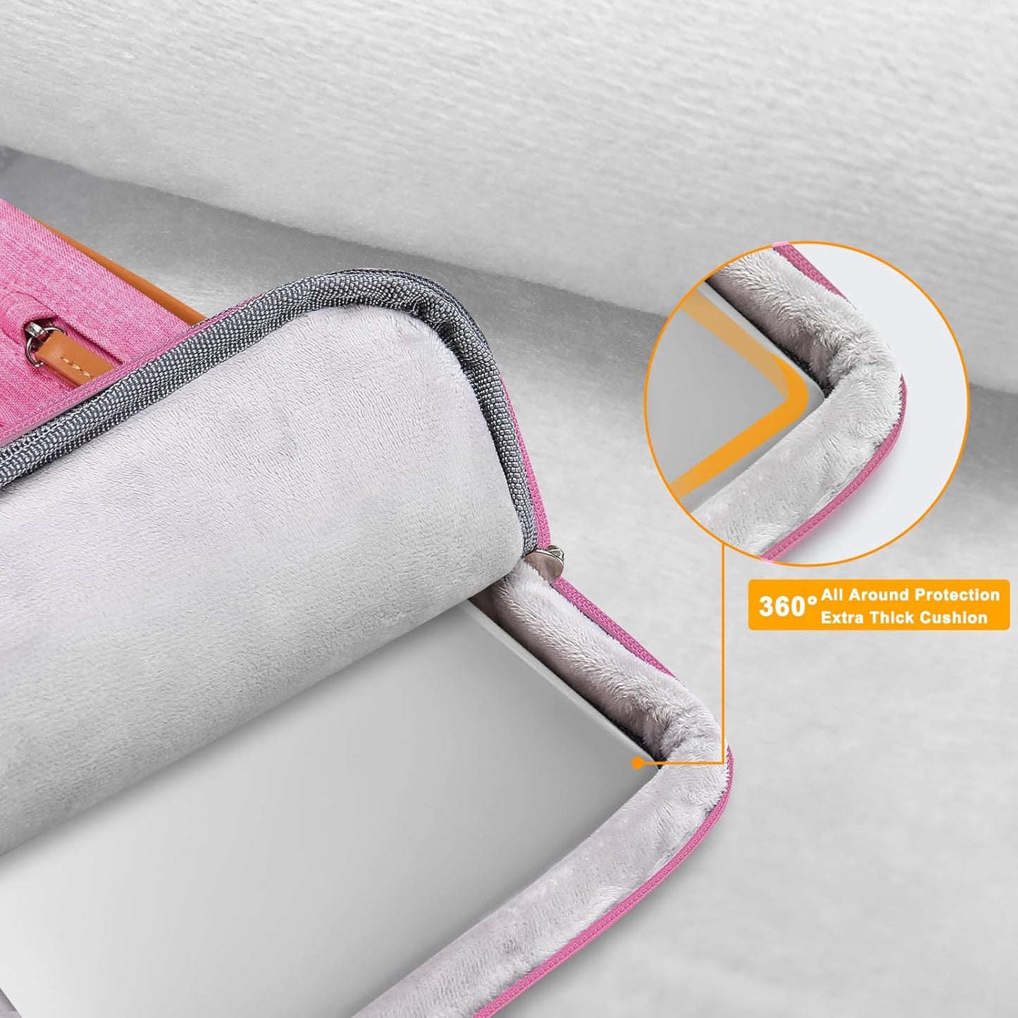 MOSISO 360 Protective Laptop Case 13.3 inch, 13-13.3 inch Laptop Sleeve Compatible with MacBook Air/Pro 13 / Pro 14,HP Dell Acer ASUS,Side Open Carrying Case with 4 Zipper Pockets&Handle, Rose Red