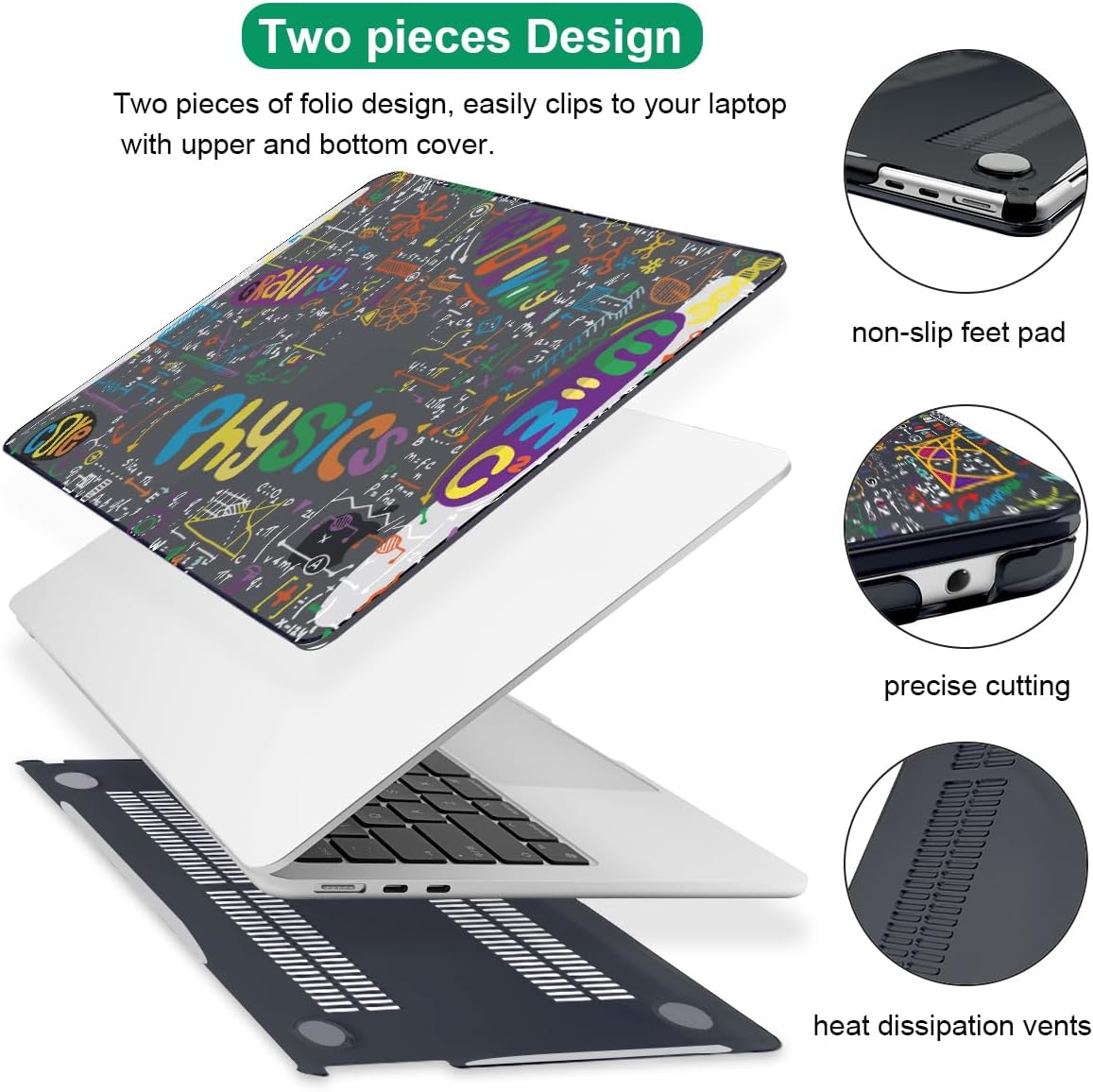 Compatible with MacBook Air 13.6 Inch Case A3240 M4 A3113 M3 A2681 M2 Chip 2025 2024 2023 2022 Release, Crystal Black Pattern Plastic Hard Shell Cover for Mac 13.6 M4, Physical Chemistry