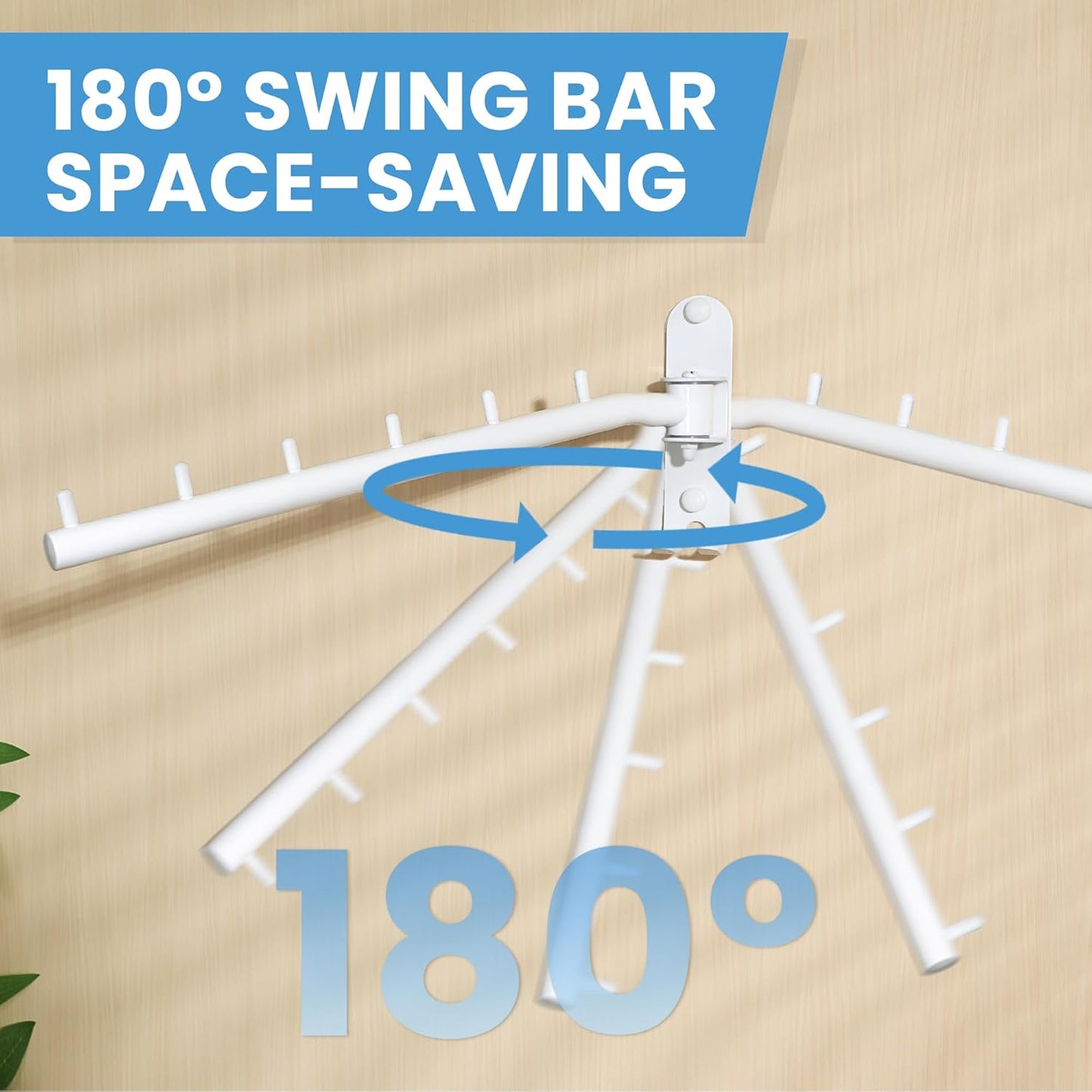 Clothing Racks for Hanging Clothes, Garment Racks Wall Mounted Clothes Bar-Hanger Holder Hooks Heavy Duty Folding Drying Rack Space Saving Clothing Hanging System Closet Storage Organizer