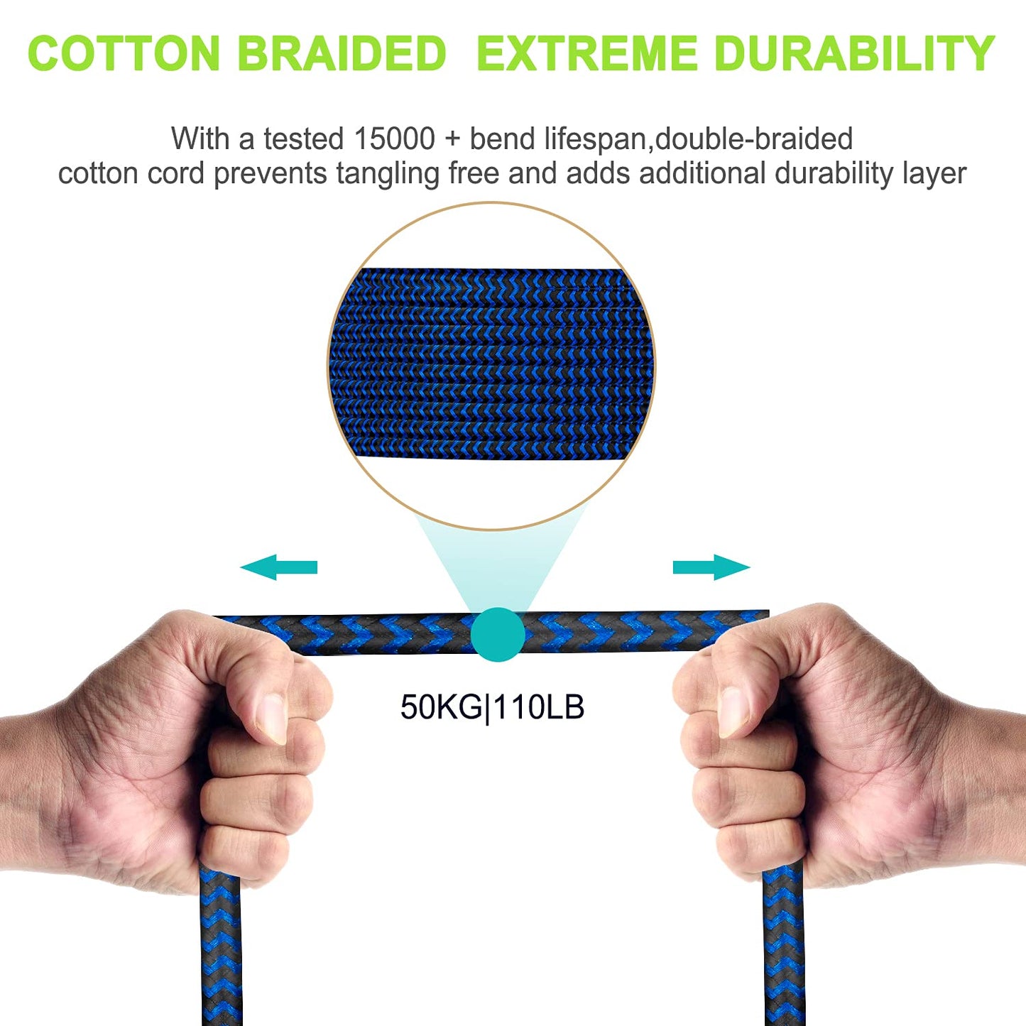 3.5mm Male to Female Extension Stereo Audio Extension Cable 15FT, Cotton-Braided Audio Extension Cable, Stereo Jack Cord for Phones, Headphones, Speakers, Tablets, PCs and More