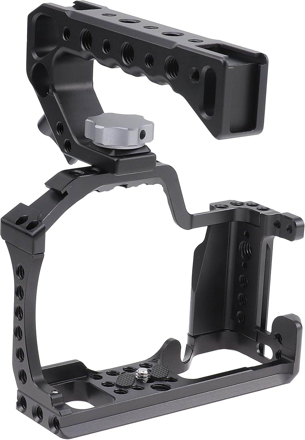 FocusFoto Camera Cage +Top/Side Handle Grip Kit, Aluminium Alloy Video Filmmaking Stabilizer Rig with Cold Shoe and 1/4" 3/8" Screw Mouting for Canon EOS M50 Mark II/M50/M5 Mirrorless Camera