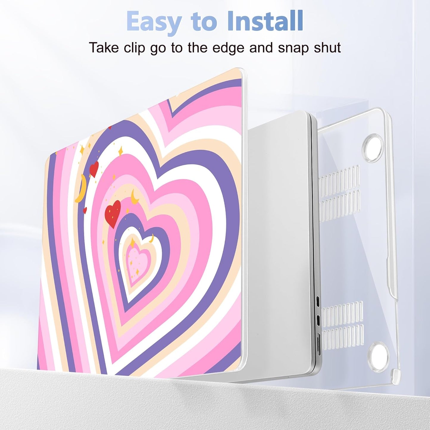 Case for MacBook Air 15 Inch 2025 2024 2023 Release M4 A3241 M3 A3114 M2 A2941, Hard Shell with Screen Protector & Keyboard Cover, Compatible with Touch ID, Wildflower Heart