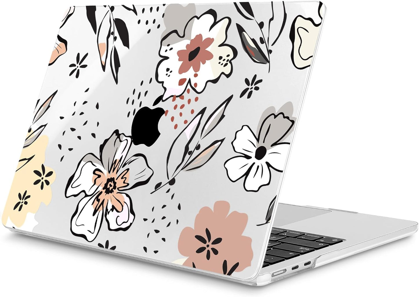 Mektron for 2025 M4 MacBook Air 13.6 Inch A3240 Case Fits 2023 A2681 M2 2024 A3113 M3 Chip with Liquid Retina Display Touch ID, Printed Plastic Hard Shell Cover for MacBook Air 13.6", Floral C383