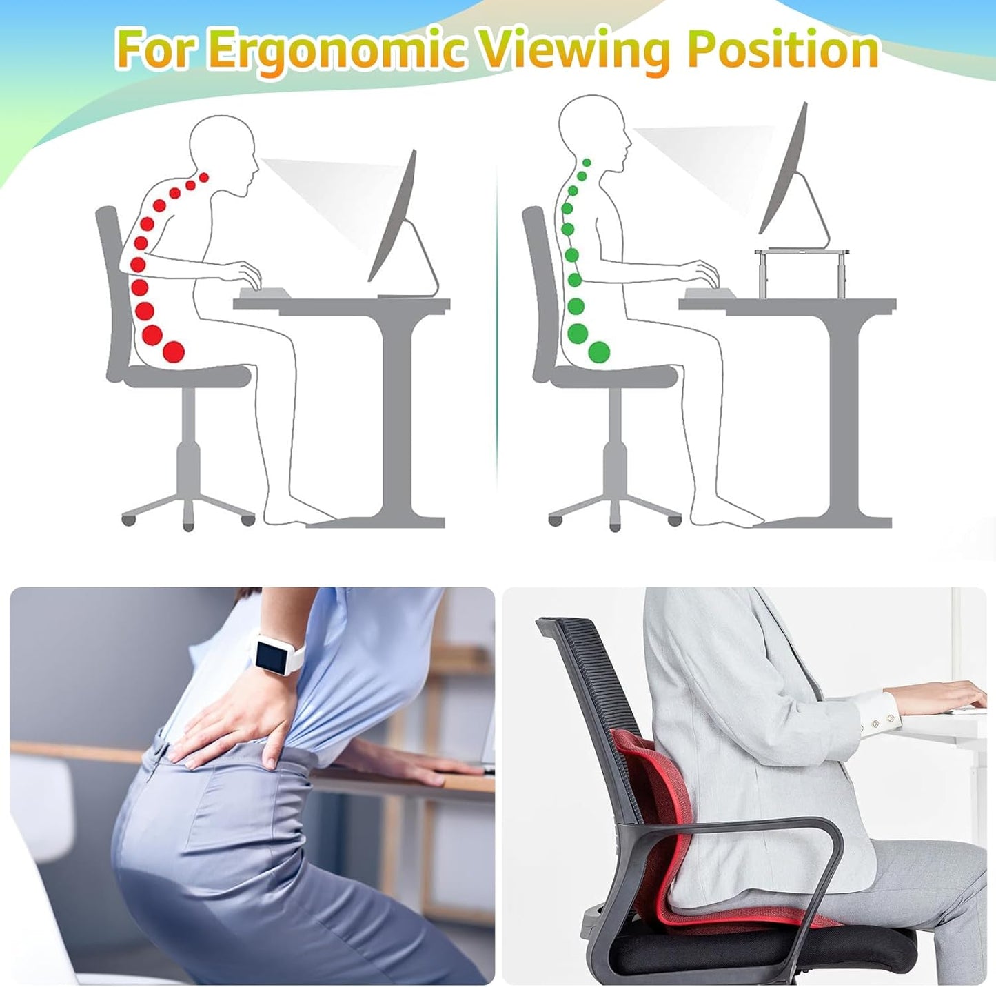 Computer Monitor Stands with Drawers, Metal Mesh Desktop Monitor Riser, Desk Storage Organizer with Drawers for PC, Laptop, Printer (Black)