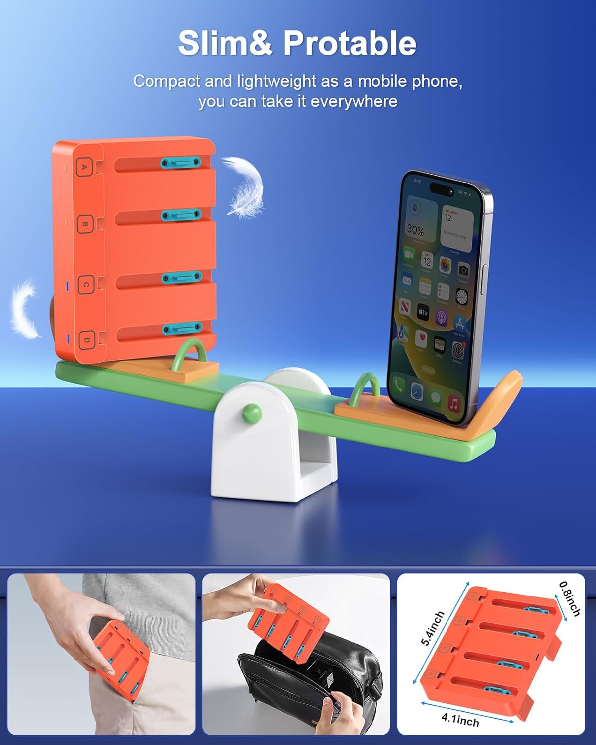 Charger for Nintendo Switch 2 and Switch 1 Controller, Horizontal Charging Dock Station for Joy Cons and for Joycon 2 Accessories with Foldable Storage Stand (Orange)