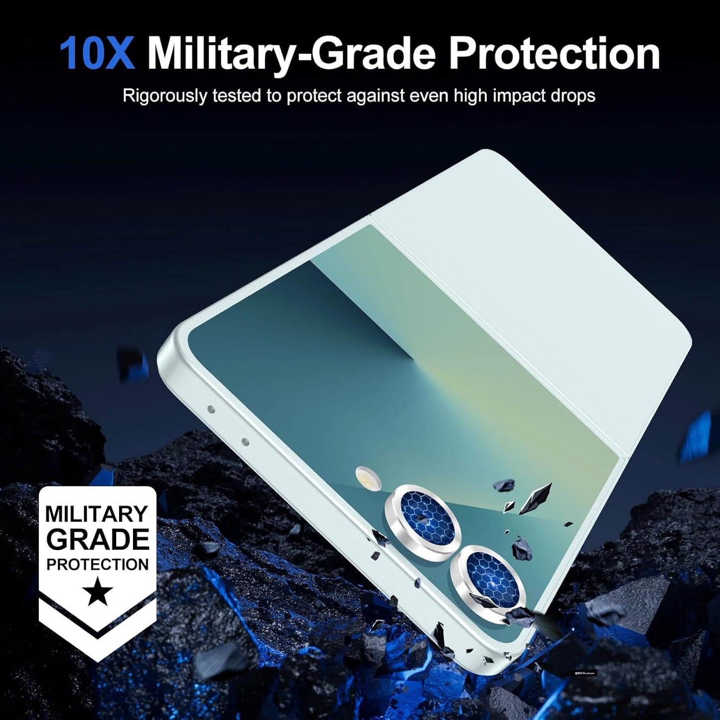 for Samsung Galaxy Z Flip 7 Camera Lens Protector, Individual Metal Ring Tempered Glass Lens Cover, [Strong Adsorption] Scratch Resistant Ultra-Thin HD Clear Lens Cover, 1 Set-Silvery