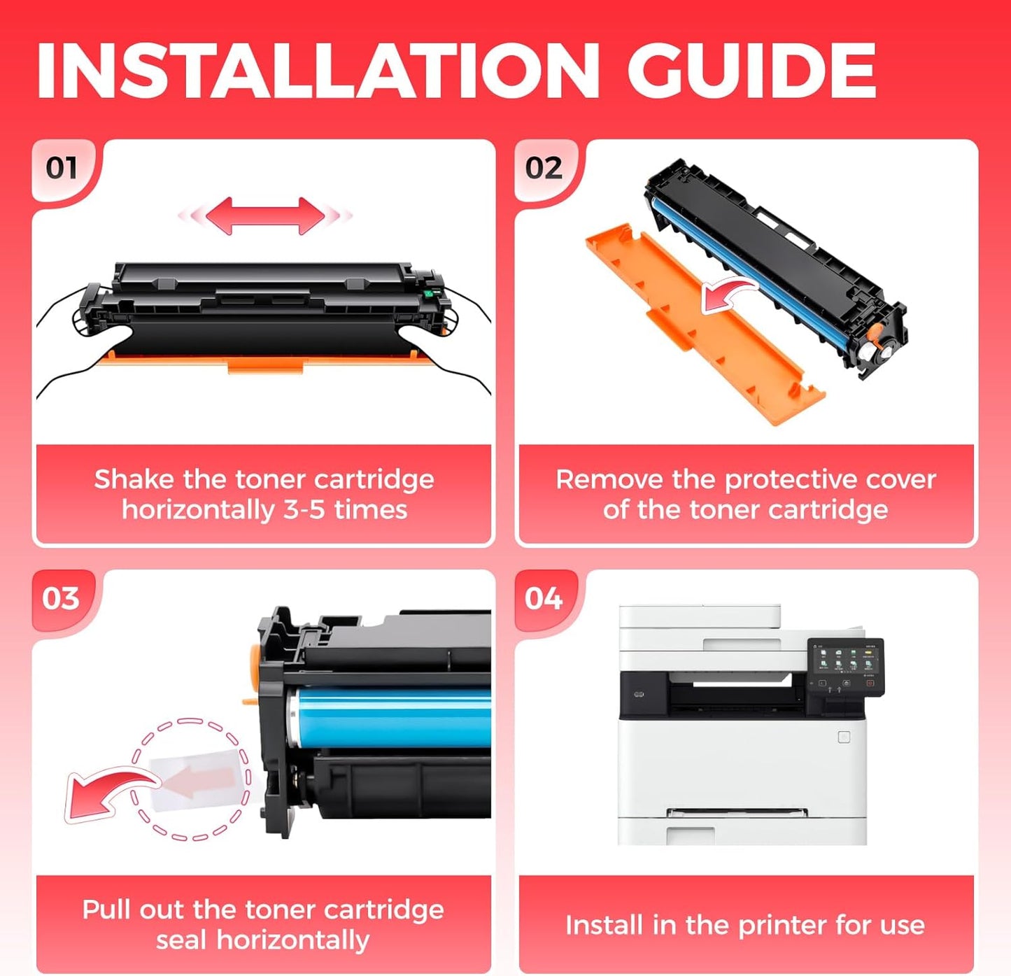 054 Toner Cartridge Set 4-Pack Replacement for Canon 054 CRG-054 054H Compatible with Canon ImageCLASS MF642Cdw MF644Cdw MF641Cdw LBP622Cdw LBP623Cdw MF641Cw Printer Ink chip Black Cyan Yellow Magenta