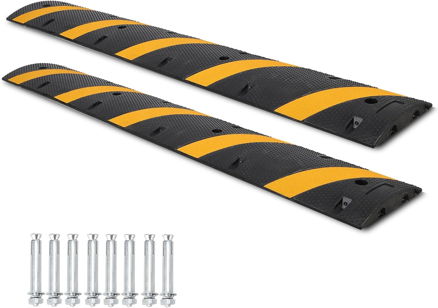 Garvee Speed Bump, 2 Pack 6 ft Rubber Speed Bumps for Asphalt Road Driveway, 25000 LBS Load Capacity Modular Cable Ramps Cable Protector Ramp Hose Protector Ramp with 2 Cord Channel