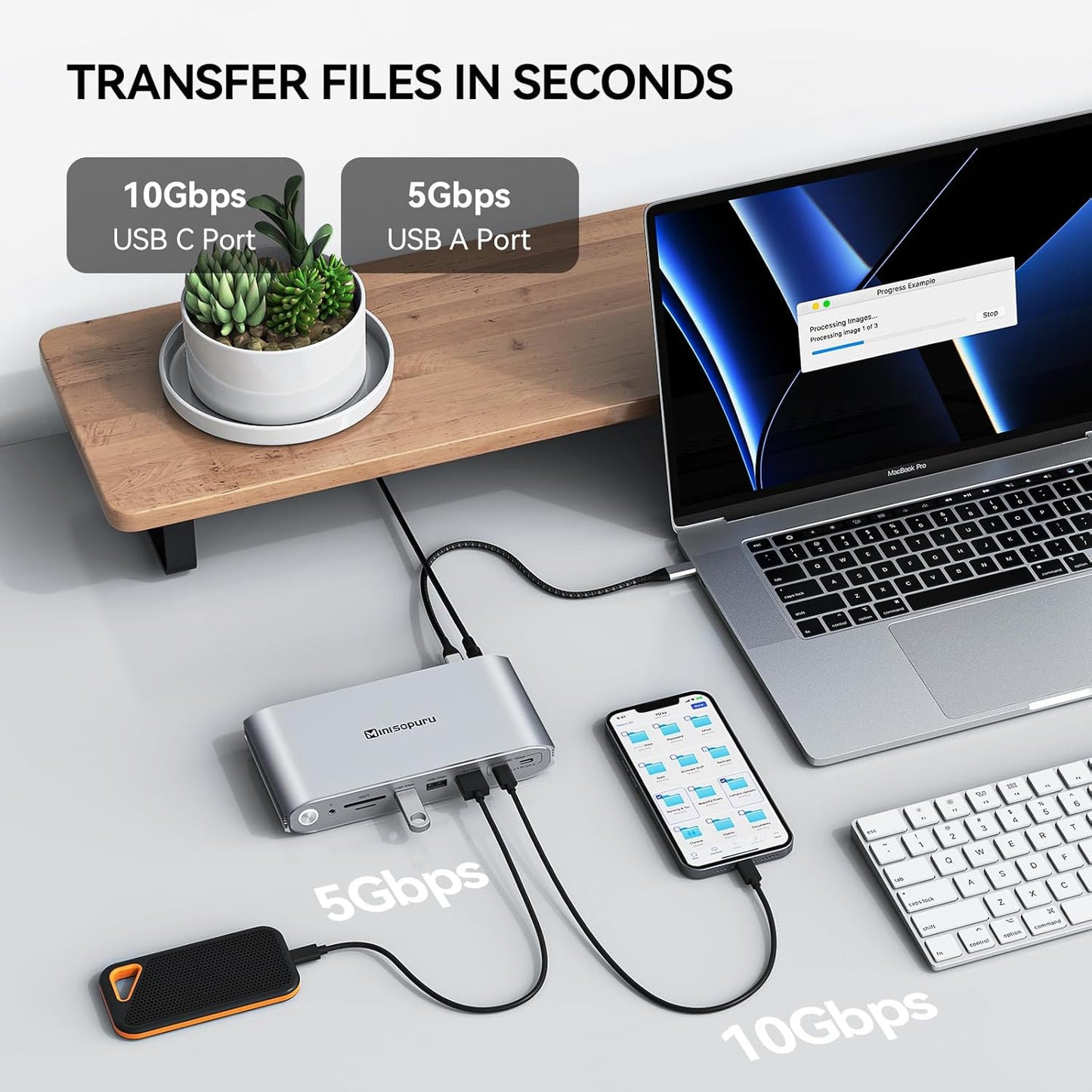 Minisopuru Upgrade DisplayLink Docking Station Triple Monitor with 140W Power Adapter,45W Charging,Docking Station for MacBook M4/M3/M2/M1/Windows/Thunderbolt 5/4 (3XHDMI,2X DisplayPort,5X USB,TF/SD)