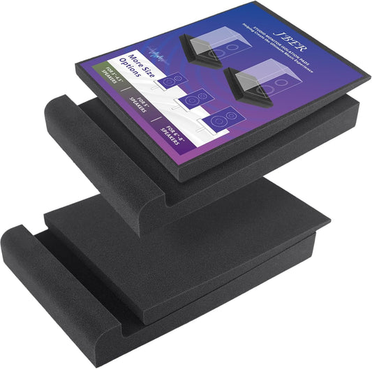 JBER 2 Pack Acoustic Isolation Pads, Studio Monitor Speaker Isolation Foam Pads, High Density Acoustic Foam Suitable for 3-4.5 Inch Speakers for Sound Improvement Prevent Vibrations (8 * 6.3 * 1.4")