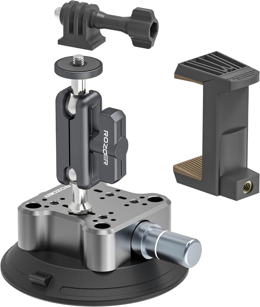 4.5" Suction Cup Camera Mount Universal Car Mount for Osmo 360 Camera, Phones, for Go-pro, for Insta360 Action Cams with 3.84" Magic Arm
