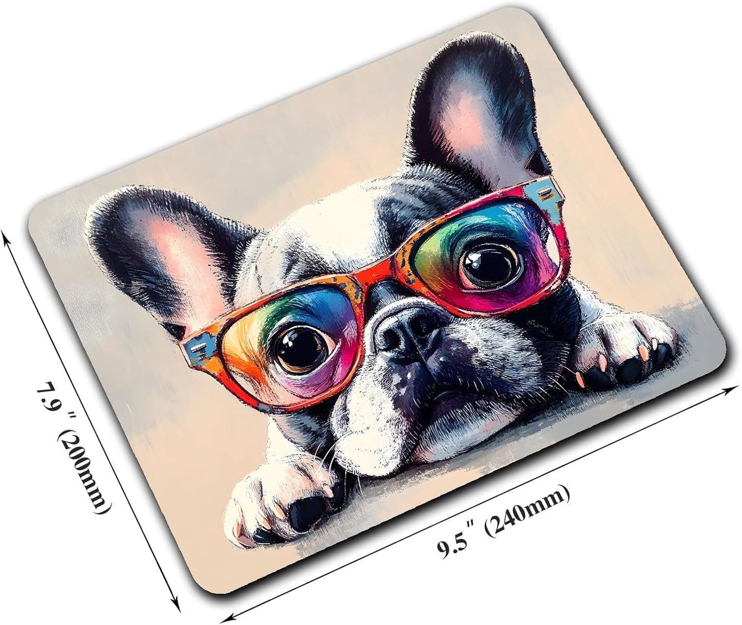 Funny Bulldog Dog Mouse Pads for Desk, Portable Wireless Computer Mouse pad Small Design with Women, Non-Slip Rubber Base Laptop Mousepad 9.5" x 7.9" Smooth Surface for Office & Travel