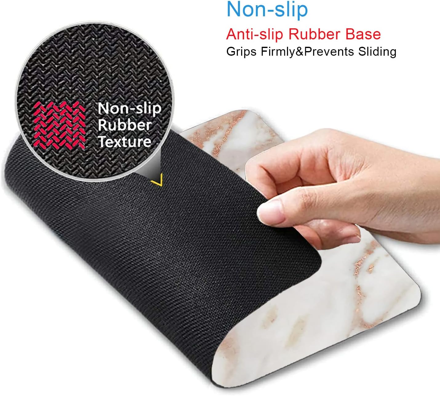 IMAYONDIA Mouse Pad, White and Rose Gold Marble Mouse Pad, Non-Slip Rubber Base Mousepad, Women Girly Computer Small Mouse Mat for Work Office Home, 9.5 x 7.9 Inch- Abstract Metallic Luxury Texture