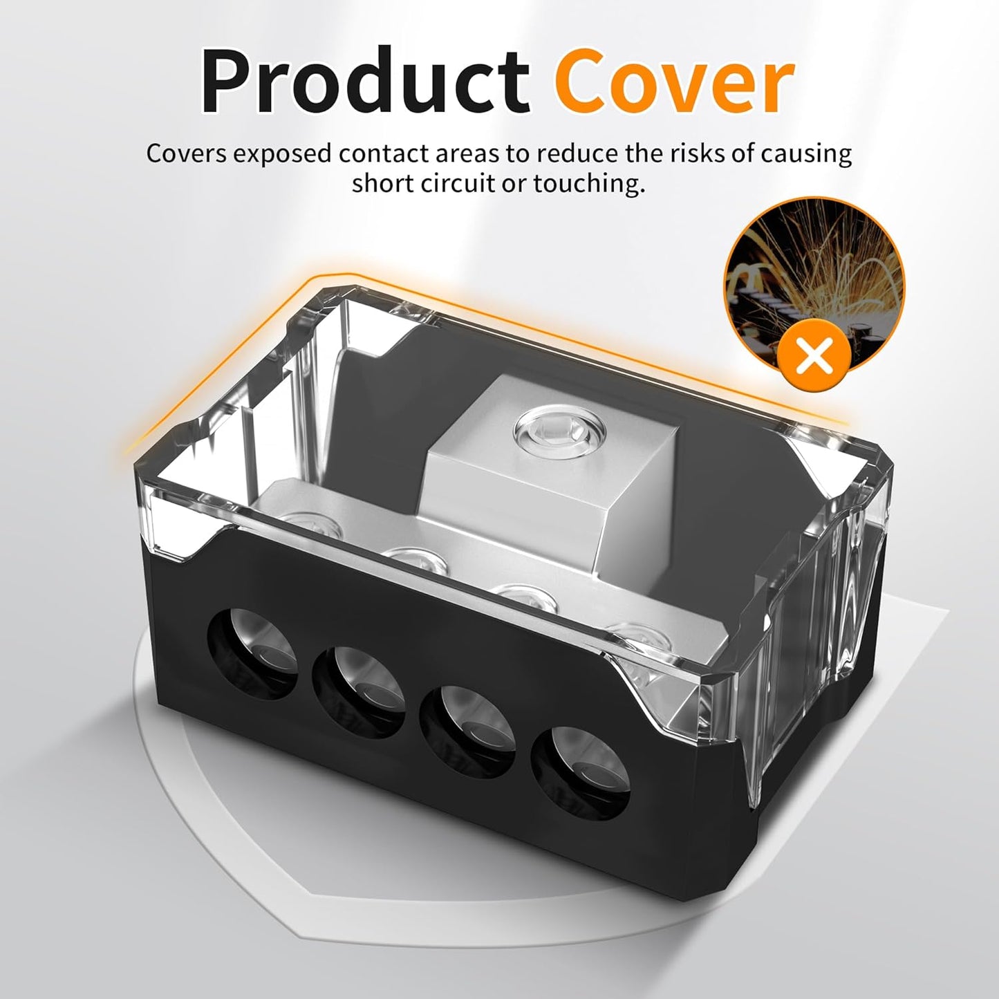 Joinfworld 4 Way Power Distribution Block Car Audio 0/2/4 Gauge Input 4/8/10 Gauge Output Amp Ground Distribution Block Splitter - 2pcs