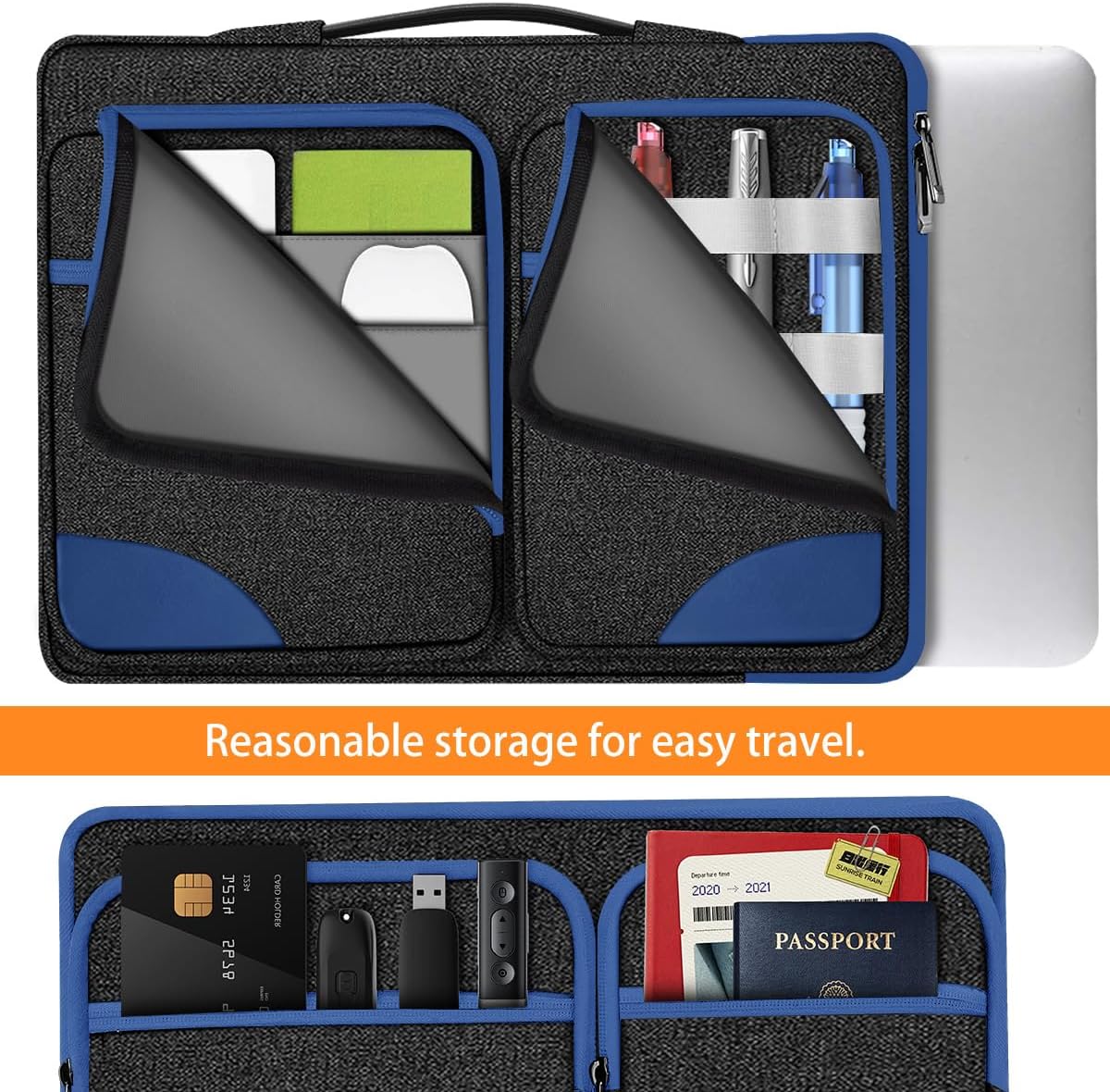 Hseok Ultra-Slim Laptop Case 17 17.3 inches Sleeve Protective PC Briefcase for Commuting and Business Trip，Blue